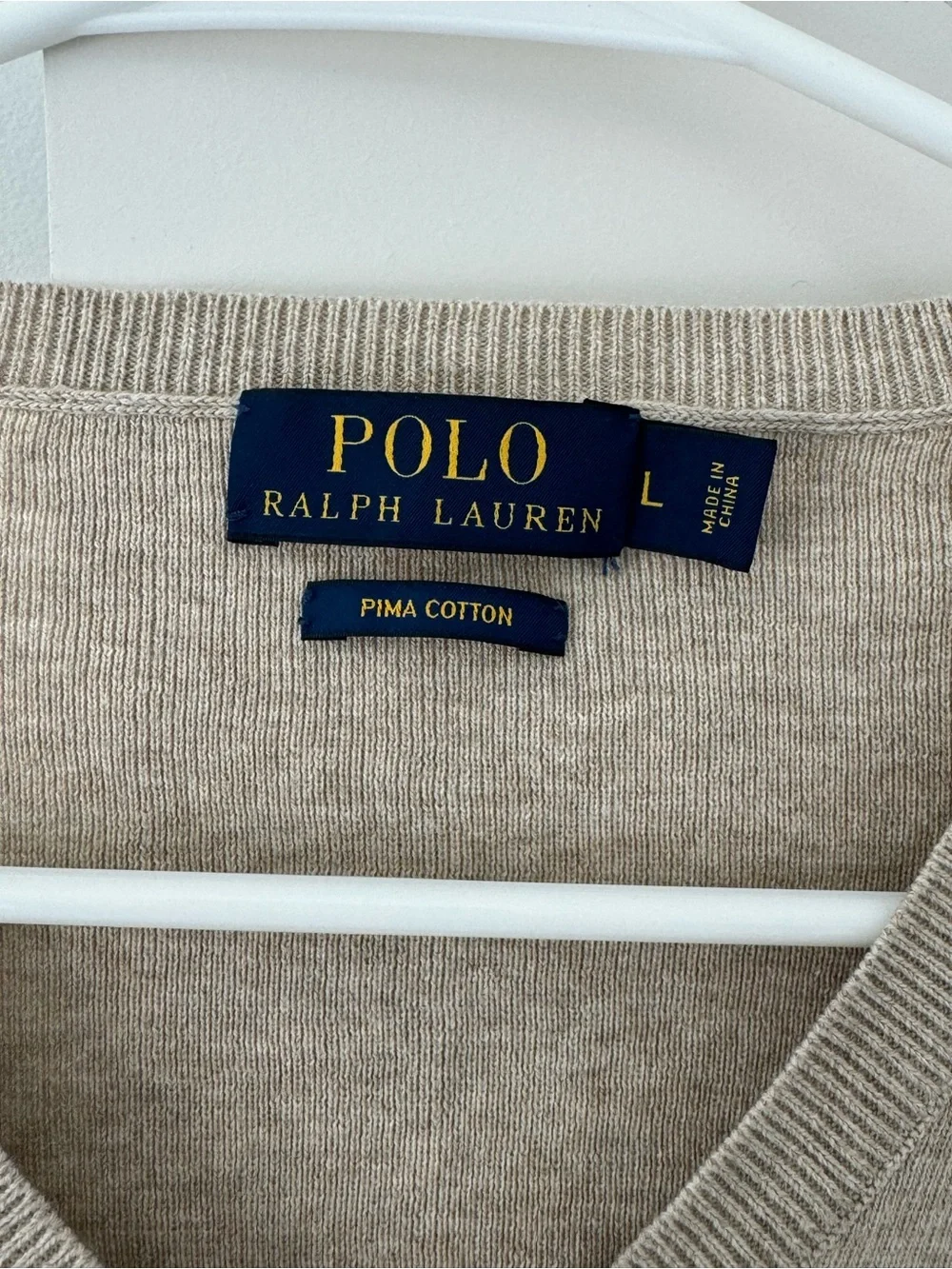 Ralph Lauren Men’s V-Neck Sweater in Taupe